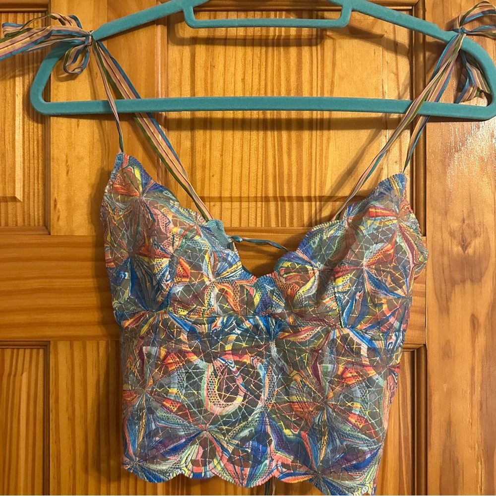RARE sheer rainbow corset bustier 90’s Ravage